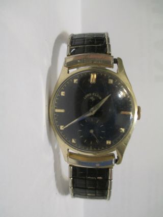 14k Yellow Gold Lord Elgin 688 Vintage Hand - Winding Watch Black Dial 1939? 1953?