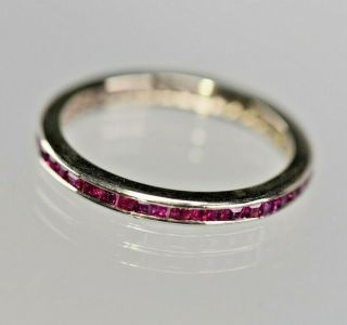 Vintage 14 Karat White Gold Natural Red Rubies Channel Band Anniversary Ring