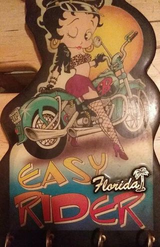 Biker Betty Boop Easy Rider Keychain Holder For Wall Hanging