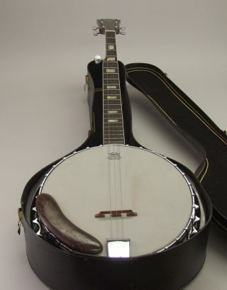 Vintage Lotus 5 String Banjo with Remo Head,  Hard Case,  Strap,  Picks 2