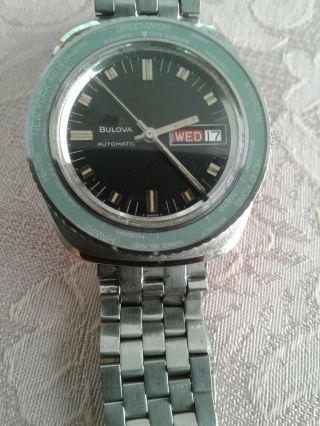 Vintage Bulova Automatic 11 Bkacb - N5 Mens Wrist Watch World Timer Runs Good