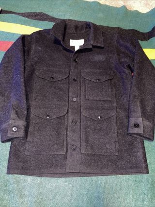 Vintage Filson Mackinaw Wool Cruiser Jacket Black Buffalo Plaid Sz L