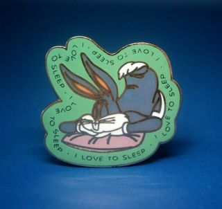 Vintage 1996 Warner Bros Looney Tunes Bugs Bunny " I Love To Sleep " Enamel Pin