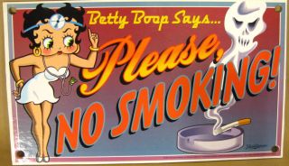 Betty Boop Please No Smoking Sign 8 " X 14 " Colorful Art Sturdy Cardstock 1998