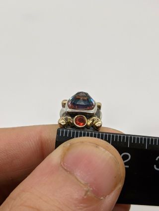 Vintage Alexandrite & Blood Ruby 14K Yellow Gold 925 Silver Ring S7 352 4