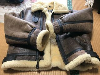 Vintage Schott B3 Usaaf Shearling Mouton Jacket Size 40 Matching Hood