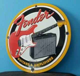 Vintage Fender Guitars & Amplifiers Porcelain American Stratocaster Gas Oil Sign