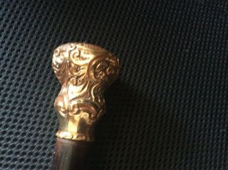 Antique Walking Cane Stick Ornate 14k Gold W/hallmarks