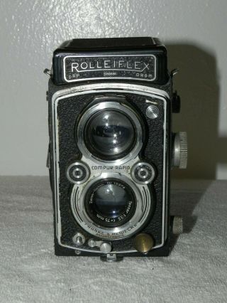 Vintage German Rolleiflex DRP DRGM Compur Rapid Camera w/Zeiss Tessar Lens 4
