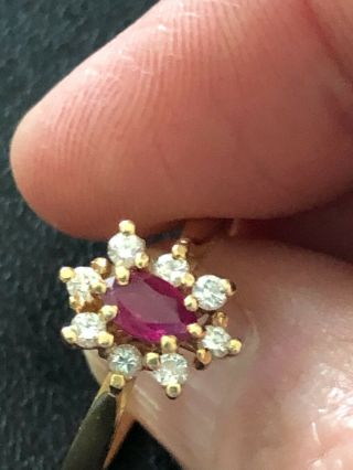 VINTAGE WOMEN ' S 14K GOLD,  RUBY AND DIAMOND RING,  SIZE 6 - COND 3