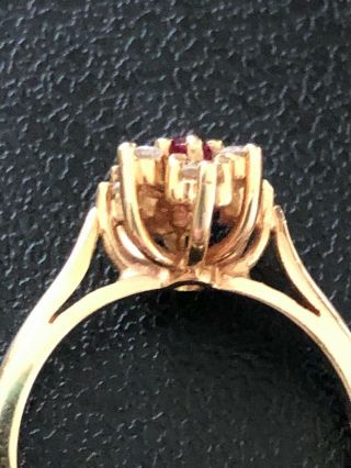 VINTAGE WOMEN ' S 14K GOLD,  RUBY AND DIAMOND RING,  SIZE 6 - COND 4