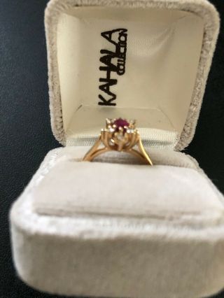 VINTAGE WOMEN ' S 14K GOLD,  RUBY AND DIAMOND RING,  SIZE 6 - COND 5