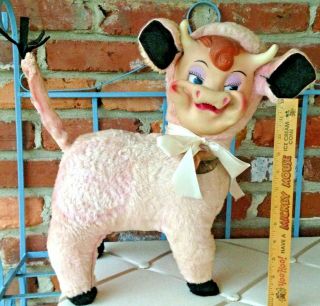 Vintage Rushton Pastiche Pink Cow With The Rubber Face That Launched 1000 Ships