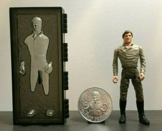 Vintage Kenner 1985 Star Wars Potf Rare Han Solo Carbonite And Coin