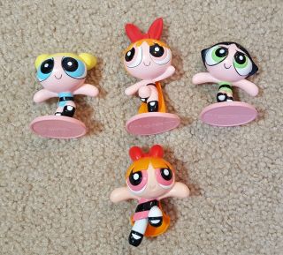 4 X Vintage Cartoon Network Power Puff Girls 2000 Bakery Crafts Pvc Cake Toppers