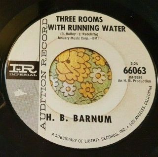 R&b Northern Soul 45 H.  B.  Barnum Three Rooms With Running Water Imperial Hear