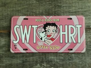 Swt Hrt Betty Boop 2003 Hugs & Kisses Metal License Plate Sweetheart Decor