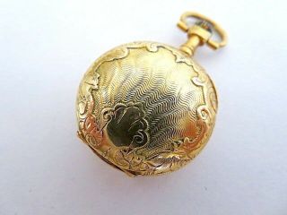 18k Solid Gold Antique French Pocket Watch Horse Head Hallmark Embossed Case