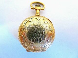 18K Solid Gold Antique French Pocket Watch Horse Head Hallmark Embossed Case 2