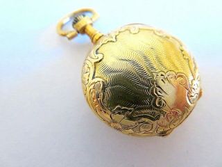 18K Solid Gold Antique French Pocket Watch Horse Head Hallmark Embossed Case 3