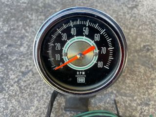 Vintage Stewart Warner Green Line 8000 Rpm 3 3/8 " Tachometer Tach Willy Gasser