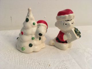 Vintage Lenox Snoopy Christmas Salt & Pepper Shakers Charley Brown 1 Of 3
