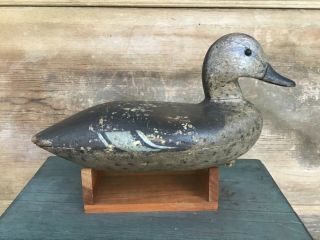 Antique Vintage Old Wooden Illinois River Blue Wing Teal Hen Duck Decoy