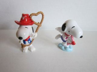 Snoopy As Cupid Wings & Cowboy Heart Lasso Valentines Day Figurines Collectible