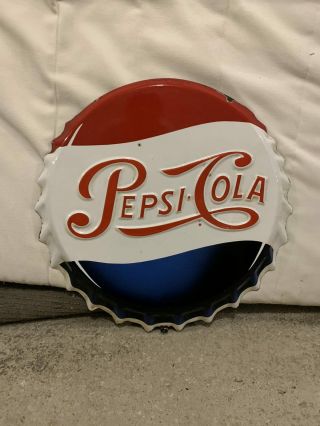 Vintage - Pepsi Bottle Cap Enamel Advertising Sign