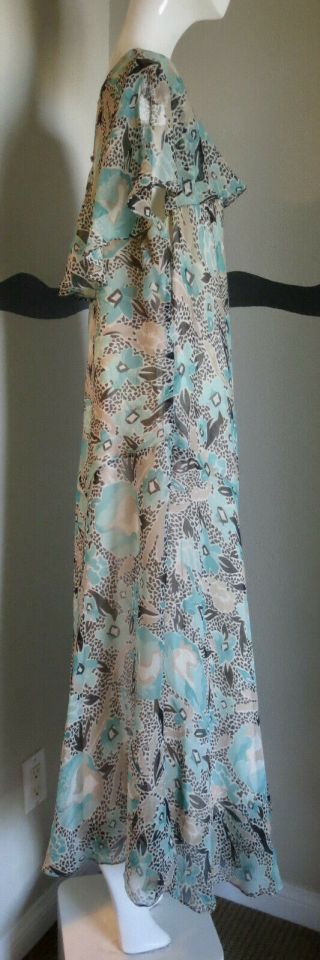 Vintage 1930s Dress Silk Chiffon Print Lrg Sz