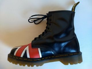 Doc Dr.  Martens Union Jack Leather Boots 6uk Made In England Vintage Rare Unisex