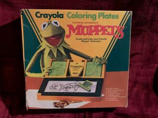 Vintage Crayola Muppets Color Plates Kermit Miss Piggy Gonzo Animal Fozzie 1982