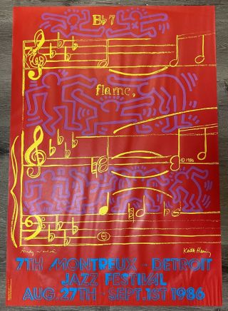 Vintage Montreux Detroit Jazz Festival Poster 7th 1986 Andy Warhol Keith Haring