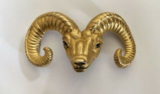 Vintage Christopher Ross Signed 1984 Bighorn Sheep /ram Buckle With Glass Eyes