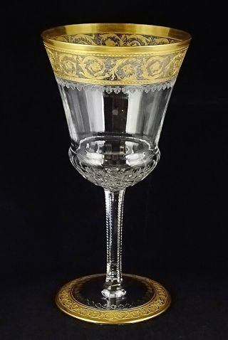 Vintage St.  Louis Crystal Thistle Gold Encrusted Continental Water 2 Goblet