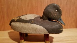 Rare 1930s Paw Paw Bait Co Feth - R - Lite Hen Bluebill Wood Duck Decoy Michigan