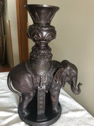 Vintage Htf Maitland Smith Cast Bronze Elephant Planter -
