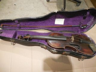 Antique Violin Case Bow Saunders 1912 Toledo Ohio Vintage Old Fiddle