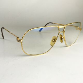 Vintage Cartier Tannk Louis Glasses Frames Gold 22k Rx Sunglasses Trinity Santos