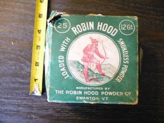 Antique Robin Hood Smokeless Powder 12 Ga Shotgun Shells Box Lid