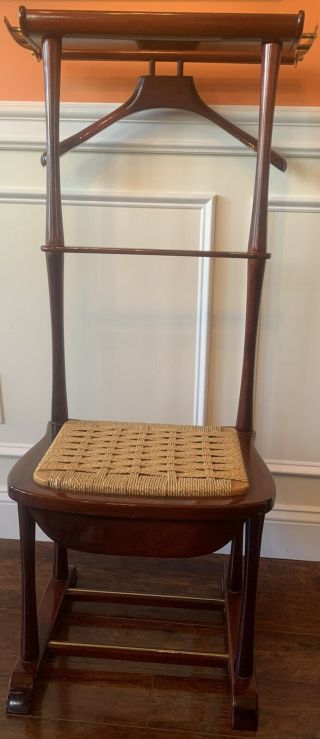Vintage Wood Seat Valet,  Butlers Rack,  Dressing Stand,  Coat Suit Hanger - Italy