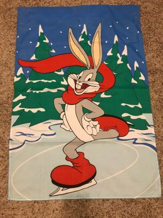 Vintage Warner Brothers Looney Tunes Bugs Bunny Christmas Flag