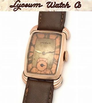 Rare Vintage 1930s Art Deco Lyceum Mens Mechanical Wristwatch Roman Numerals