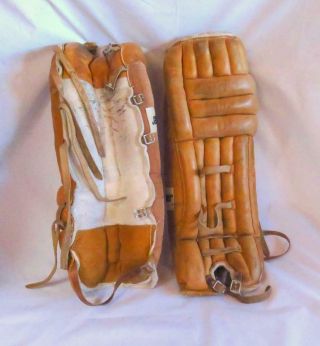 Vintage Cooper Gp59l Ice Hockey Cowhide Goalie Leg Pads