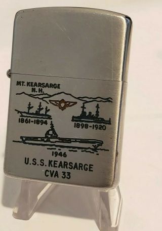 1955 Vintage Zippo Lighter Uss Kearsarge Cv - 33 Navy Ship Civil Korean World War