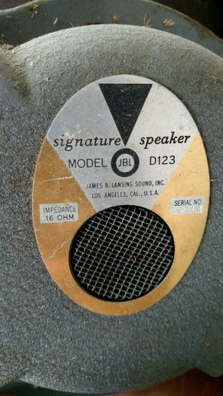 Vintage Jbl D123 12 " 16 Ohm Pair Speakers 123 - 504