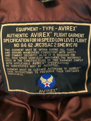 VINTAGE AVIREX FLIGHT BOMBER TYPE A - 2 USAF DARK BROWN LEATHER JACKET LARGE 3
