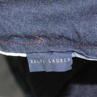 Ralph Lauren Vintage Denim Blue Tag Red Stitching King Size Comforter Bedspread 2