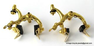 Vintage LUXURY Race Bike Eroica Campagnolo TRIOMPHE BRAKES CLIPS GOLD PLATED 3
