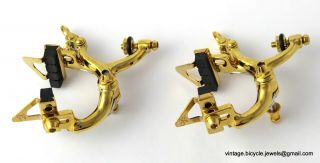 Vintage LUXURY Race Bike Eroica Campagnolo TRIOMPHE BRAKES CLIPS GOLD PLATED 5